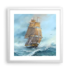 Póster en marco blanco - Surcando las olas - 40x40 cm