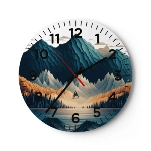 Reloj de pared - Reloj de vidrio - Paisaje perfecto de montañas - 40x40 cm