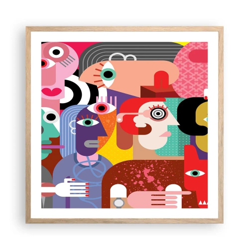 Póster en marco roble claro - Estilo Picasso - 60x60 cm