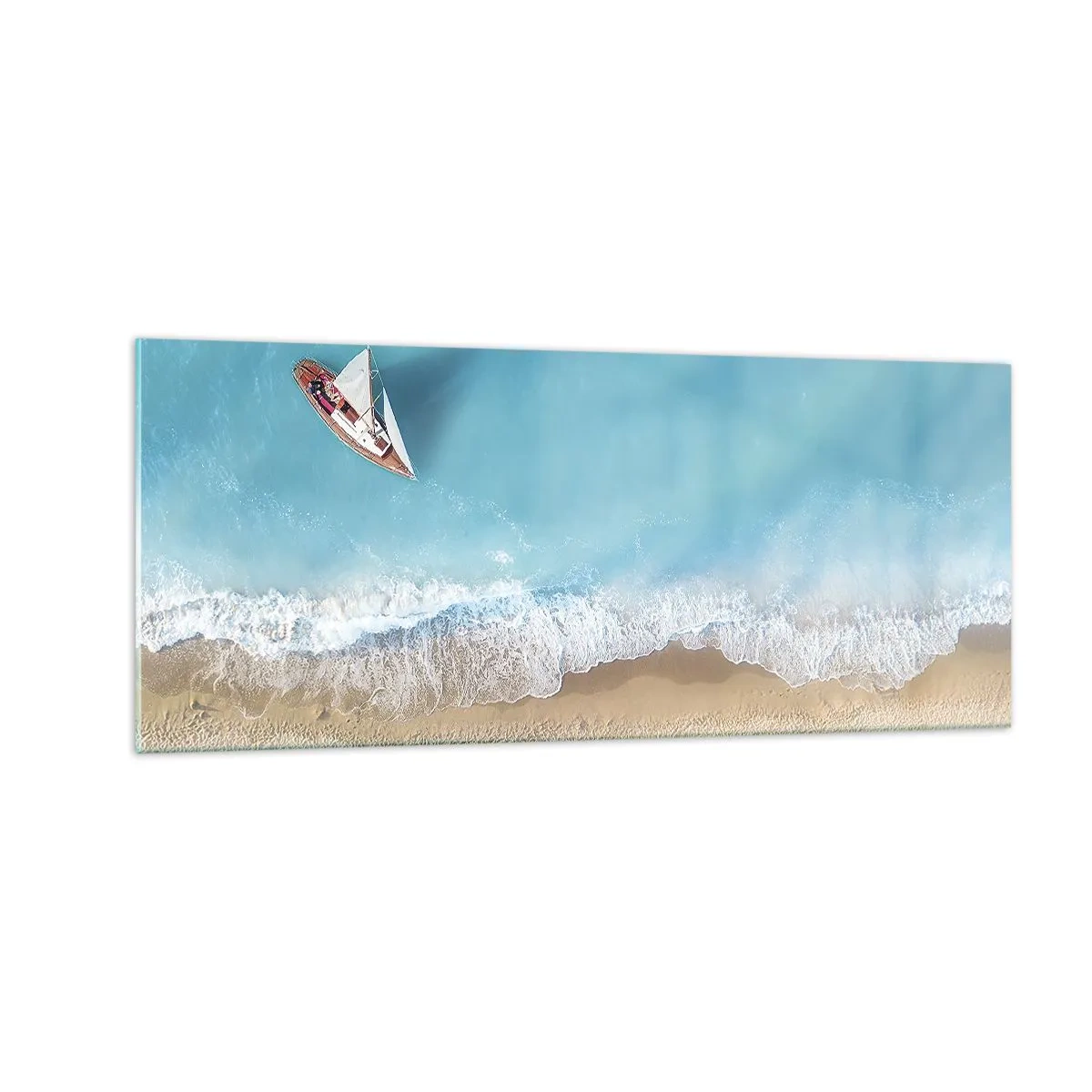 Cuadro sobre vidrio - Impresiones sobre Vidrio - Frontera celeste y dorada - 100x40 cm
