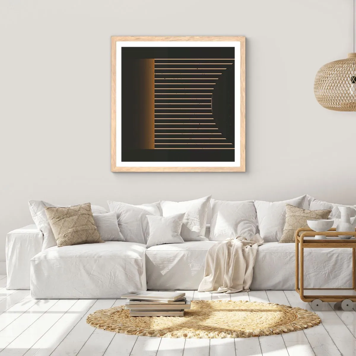 Póster en marco roble claro - Explorar la oscuridad - 50x50 cm