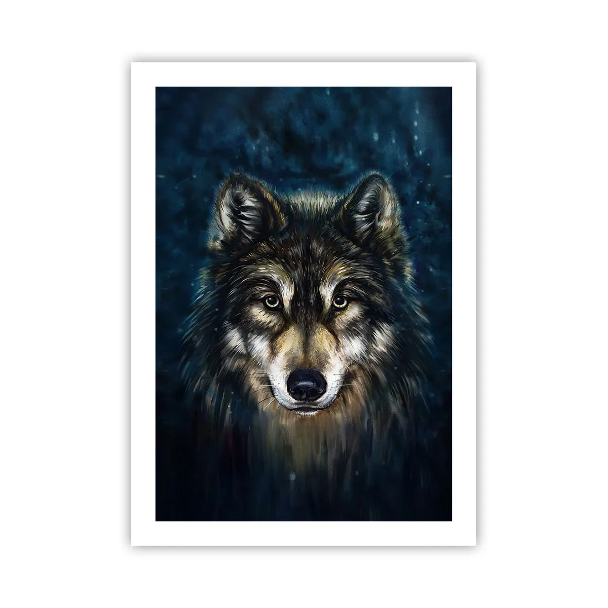 Póster - Retrato de un lobo en un tono oscuro y artístico. - 50x70cm - ¿Alfa? Y omega - Decoración de pared moderna para salón y dormitorio ARTTOR