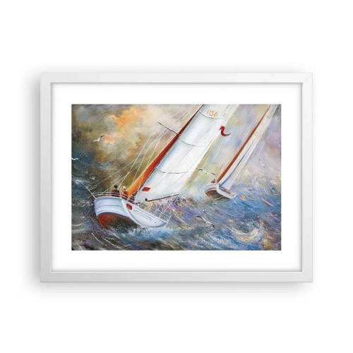 Póster en marco blanco - Surcando las olas - 40x30 cm
