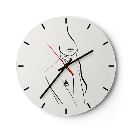 Reloj de pared - Reloj de vidrio - Ondas en tonos beige y marrón creando una estructura geométrica. - 30x30cm - Una ola de melancolía - Decoración de pared moderna para salón, cocina y dormitorio ARTTOR
