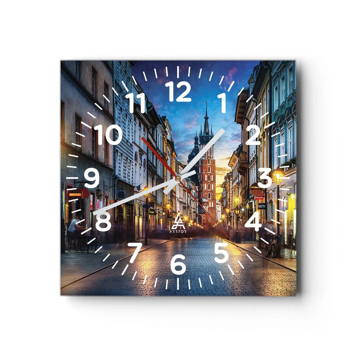 Reloj de pared - Reloj de vidrio - El encanto de Cracovia - 30x30 cm