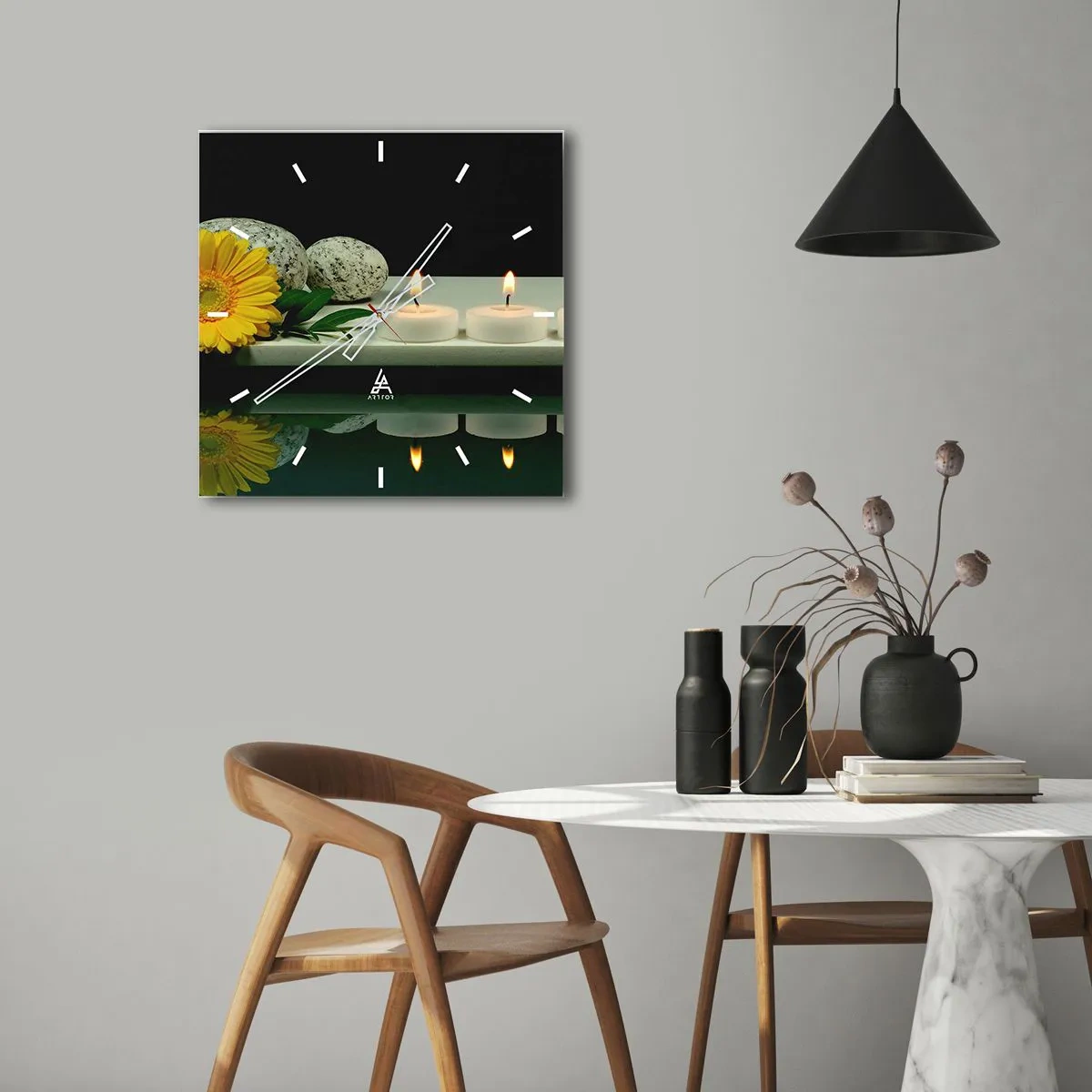 Reloj de pared - Reloj de vidrio - Calmar los sentidos - 40x40 cm