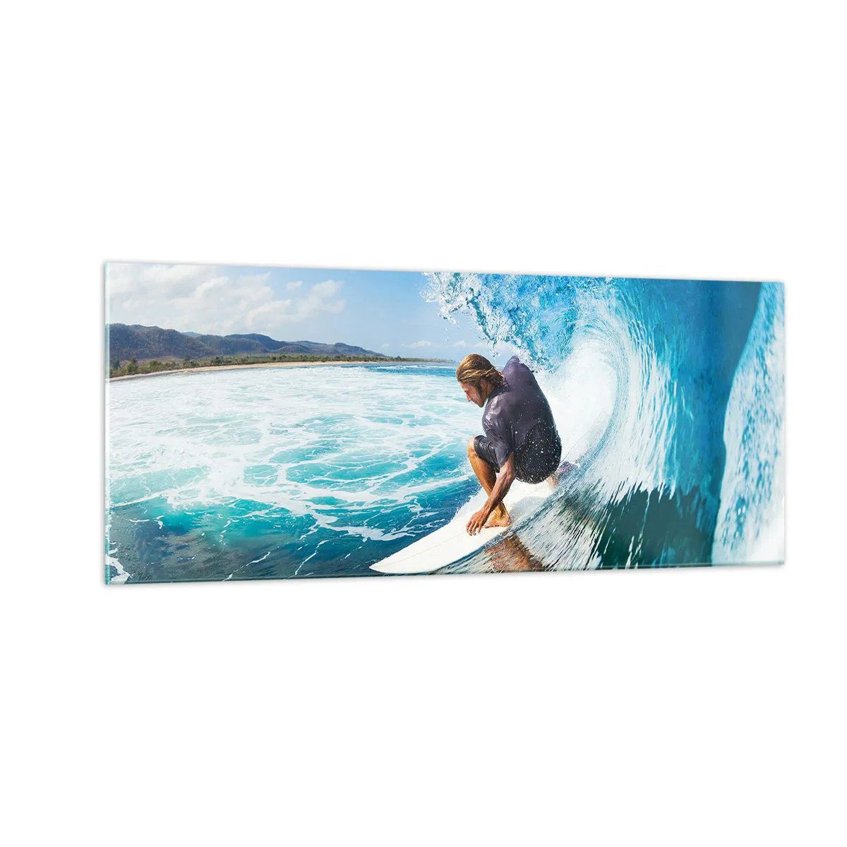 Cuadro sobre vidrio - Impresiones sobre Vidrio - Bailando con las olas - 100x40 cm
