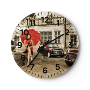 Reloj de pared - Reloj de vidrio - Un mini viaje sentimental - 40x40 cm