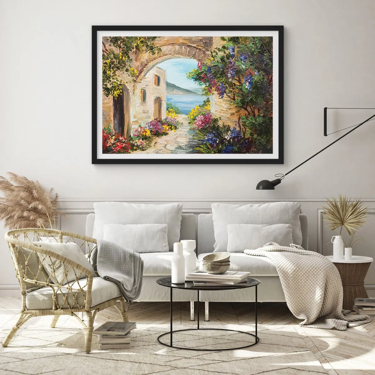 Póster en marco negro - El encanto del paisaje costero - 40x30 cm