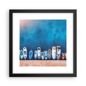 Póster en marco negro - En fila y a la espera - 30x30 cm