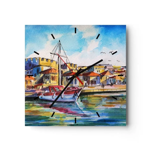 Reloj de pared - Reloj de vidrio - Tarde de arco iris - 40x40 cm