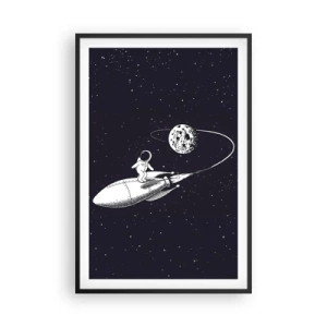 Póster en marco negro - Surfista espacial - 61x91 cm