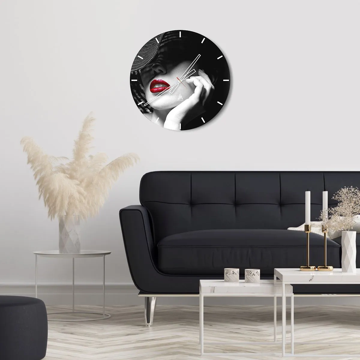 Reloj de pared - Reloj de vidrio - Estudio en escarlata - 40x40 cm