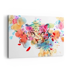 Cuadro sobre lienzo - Impresión de Imagen - Retrato abstracto de un leopardo en colores intensos. - 100x70cm - La bella y la bestia - Decoración de pared moderna para salón y dormitorio ARTTOR