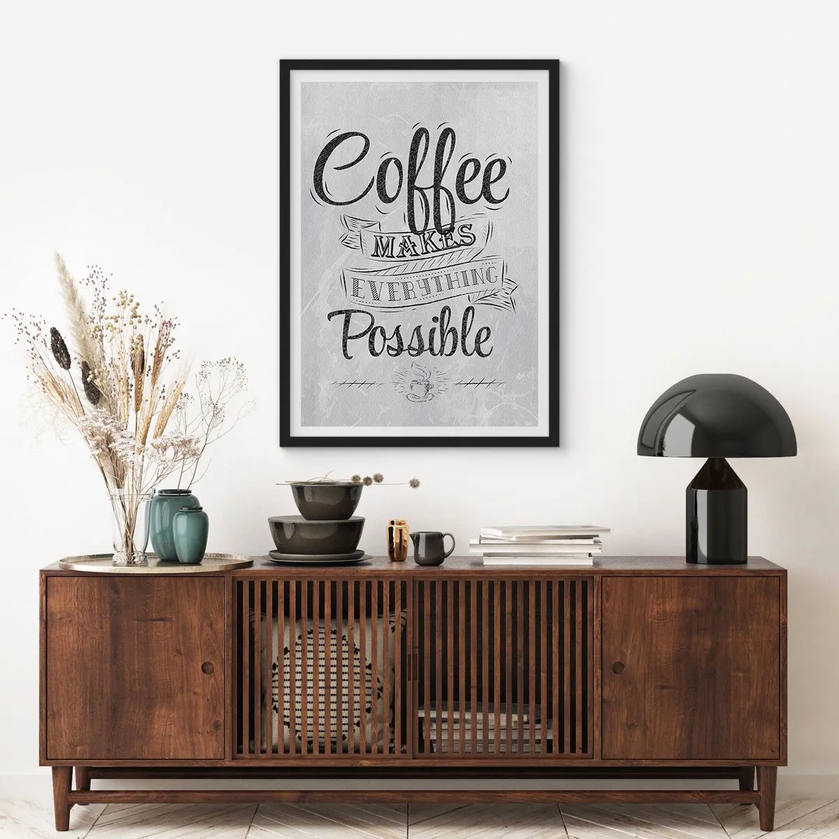 Póster en marco negro - Cartel motivacional sobre el café - 50x70cm - ¿Cómo no amar el café? - Decoración de pared moderna para salón y dormitorio ARTTOR