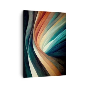 Cuadro sobre lienzo - Impresión de Imagen - Ondas abstractas en tonos cálidos y fríos. - 50x70cm - Tejido de colores - Decoración de pared moderna para salón y dormitorio ARTTOR