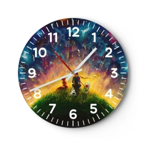 Reloj de pared - Reloj de vidrio - Amor y amistad - lo único entero - 40x40 cm