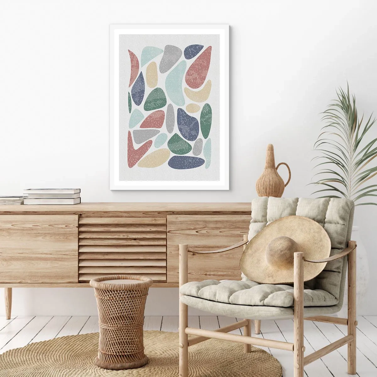 Póster en marco blanco - Mosaico de colores empolvados - 50x70 cm