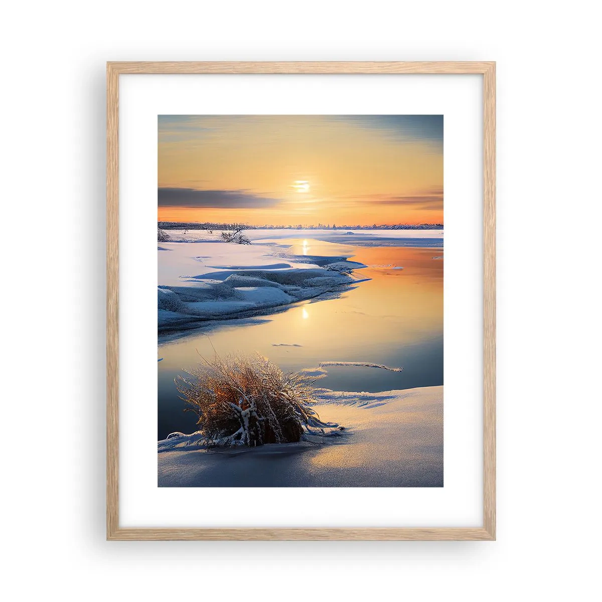 Póster en marco roble claro - Atardecer de invierno - 40x50 cm