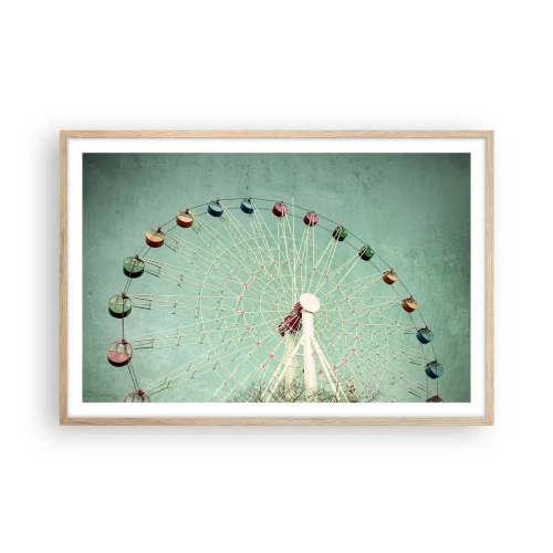 Póster en marco roble claro - Te invitamos a jugar - 91x61 cm