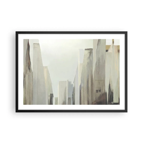 Póster en marco negro - Paisaje urbano abstracto en tonos pastel - 70x50cm - Un sueño de ciudad - Decoración de pared moderna para salón y dormitorio ARTTOR
