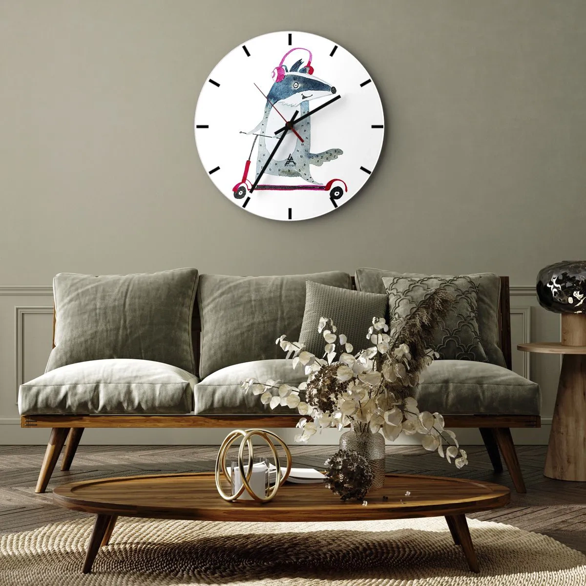 Reloj de pared - Reloj de vidrio - Alegrías de tejón - 40x40 cm