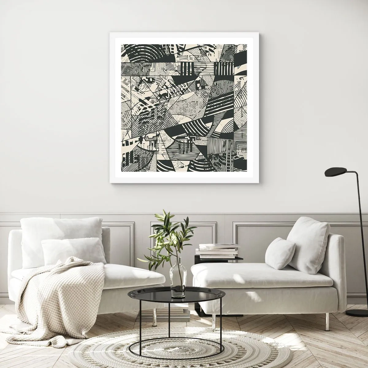 Póster en marco blanco - La dinámica del presente - 40x40 cm