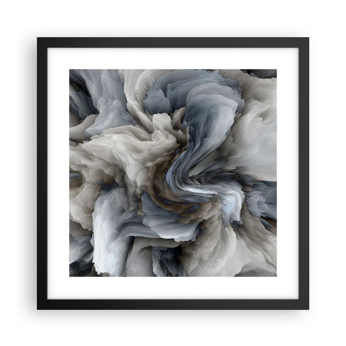 Póster en marco negro - Piedra y flor - 40x40 cm