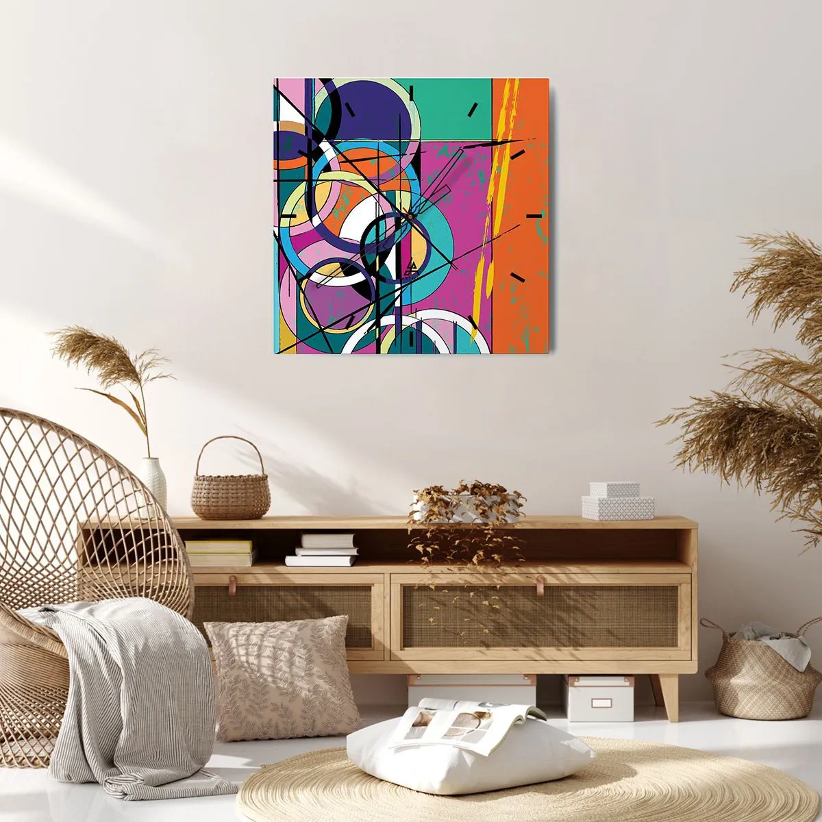 Reloj de pared - Reloj de vidrio - Círculo sobre círculo - 40x40 cm