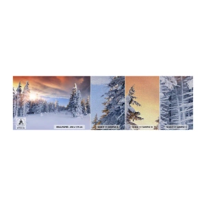 Muestra de fotomural Premium Canvas - Un espectáculo de naturaleza nevada - Paisaje, Bosque, Invierno - 100x30 cm