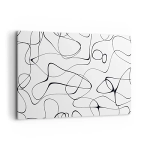 Cuadro sobre lienzo - Impresión de Imagen - Líneas negras abstractas sobre un fondo blanco en un estilo minimalista. - 100x70cm - Los caminos de la vida, las vicisitudes del destino - Decoración de pared moderna para salón y dormitorio ARTTOR