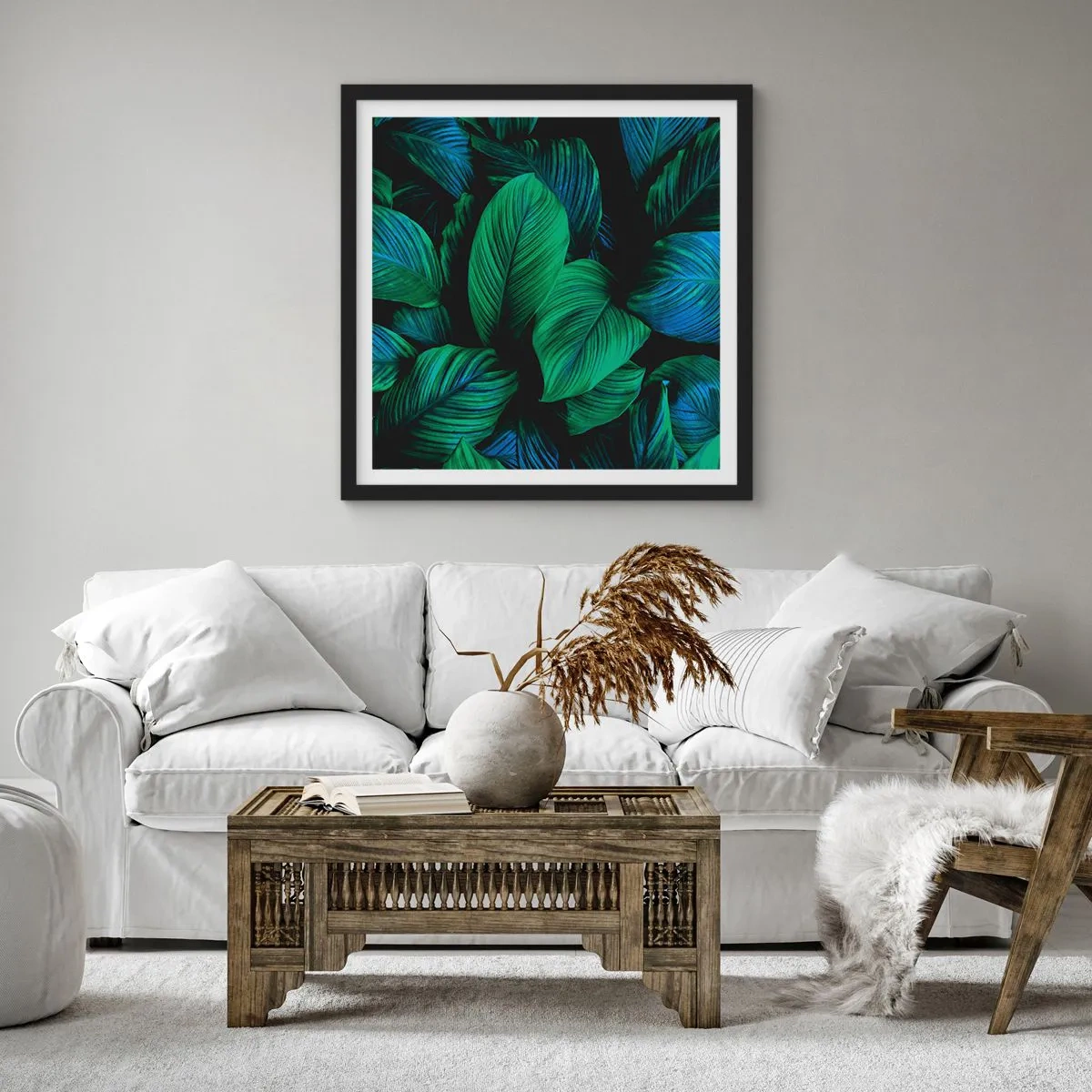 Póster en marco negro - En la multitud verde - 30x30 cm