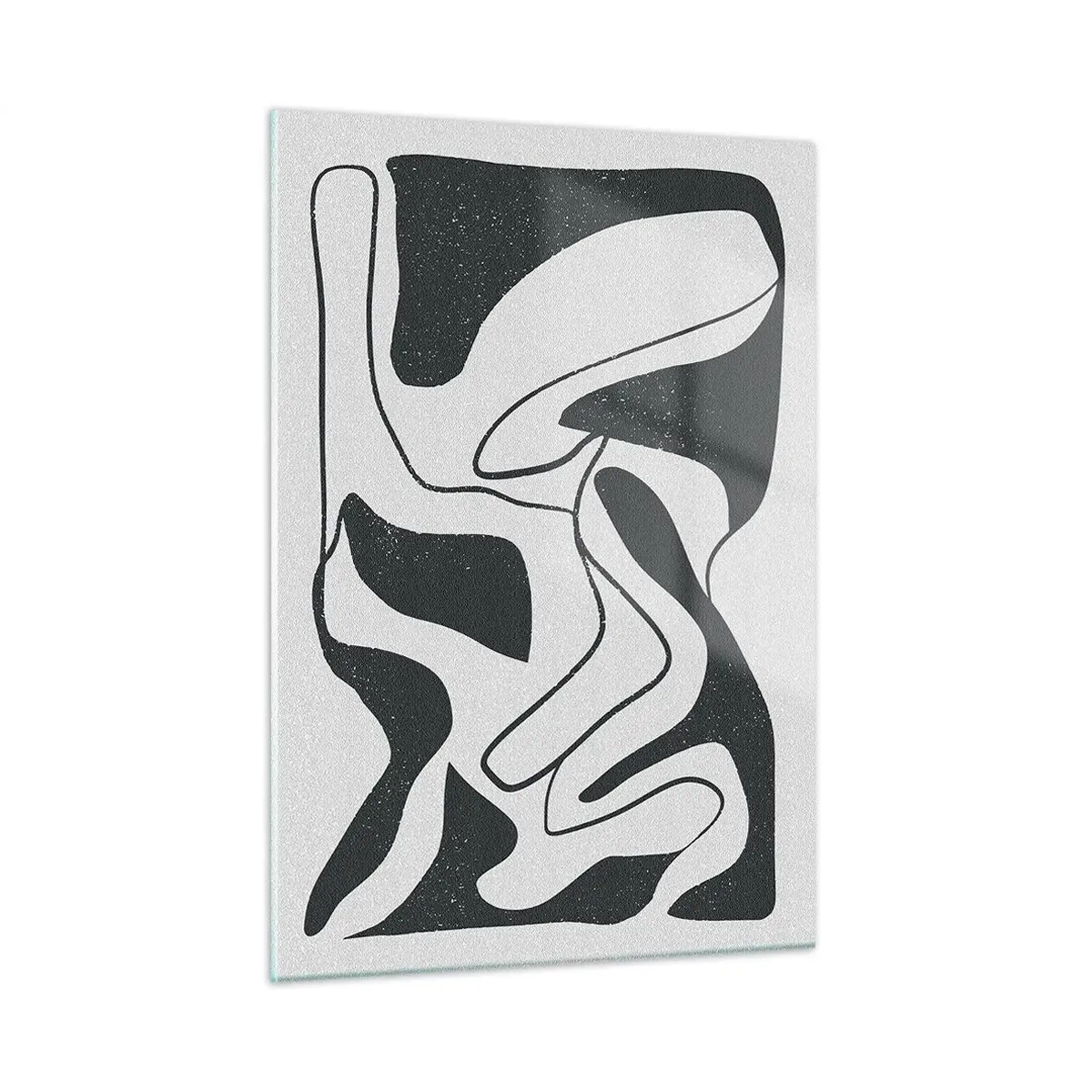 Cuadro sobre vidrio - Impresiones sobre Vidrio - Formas abstractas en blanco y negro que se asemejan a un laberinto. - 50x70cm - Juego abstracto en un laberinto - Decoración de pared moderna para salón y dormitorio ARTTOR