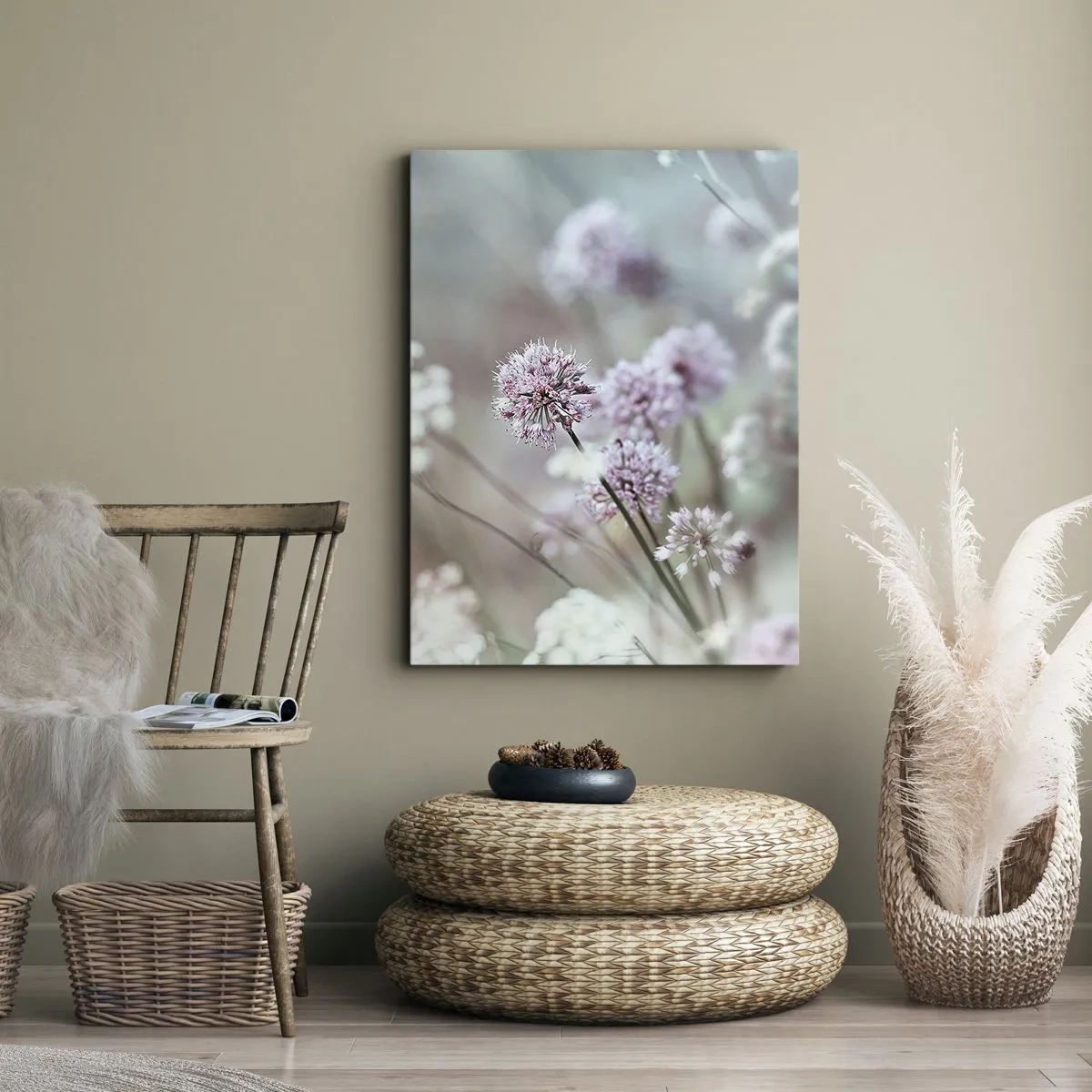 Cuadro sobre lienzo - Impresión de Imagen - Dulces filigranas de hierbas - 45x80 cm