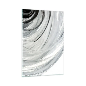 Cuadro sobre vidrio - Impresiones sobre Vidrio - Un remolino monocromático en tonos de gris y negro. - 80x120cm - Composición orbital - Decoración de pared moderna para salón y dormitorio ARTTOR