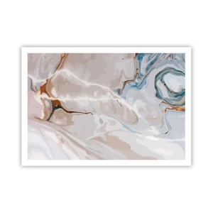 Póster - Patrón abstracto en tonos de blanco y azul. - 100x70cm - El azul serpentea por el blanco - Decoración de pared moderna para salón y dormitorio ARTTOR