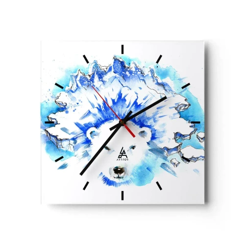 Reloj de pared - Reloj de vidrio - El rey del Ártico con una corona de hielo - 40x40 cm