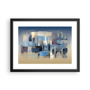 Póster en marco negro - Construcción azul - 40x30 cm