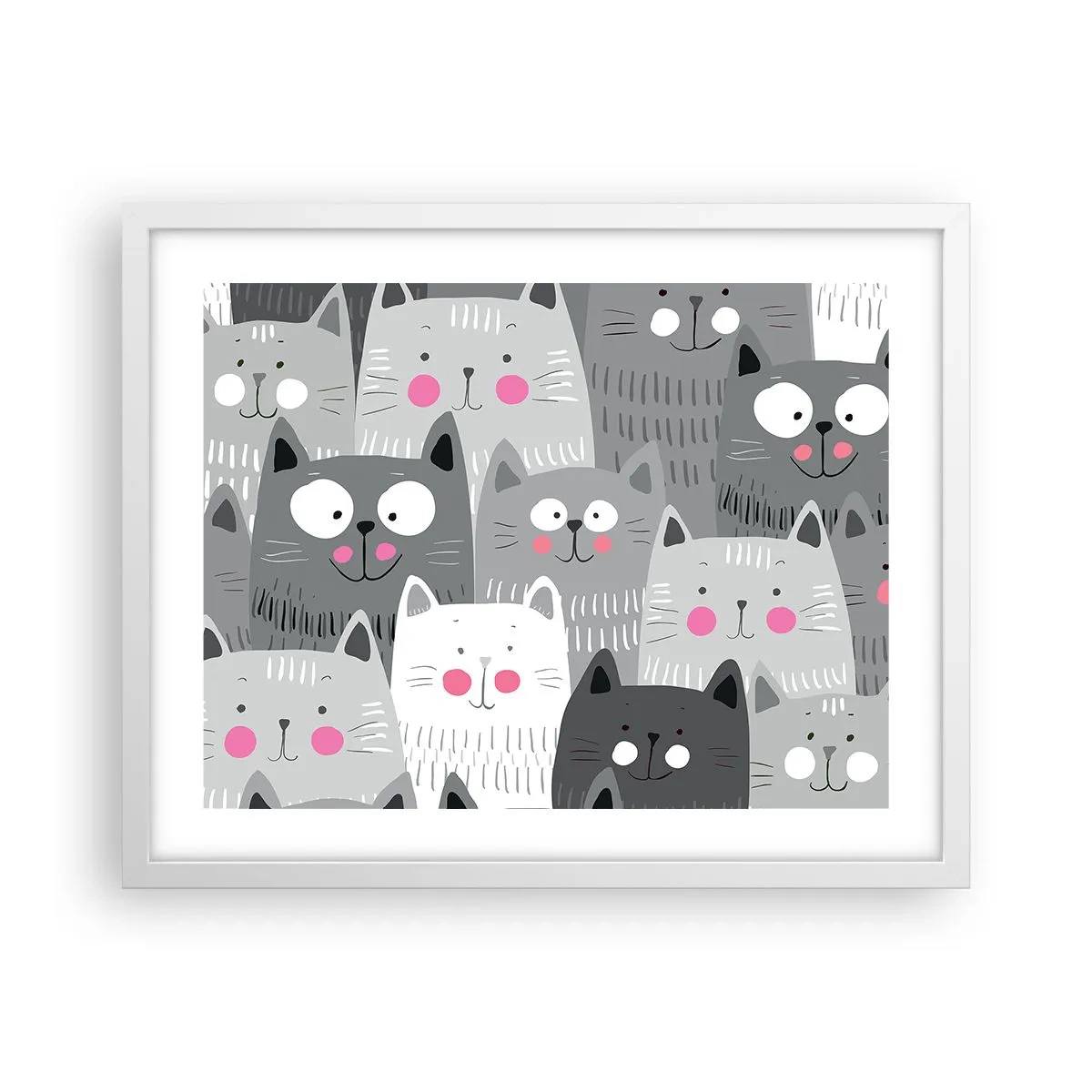 Póster en marco blanco - El mundo de los gatos - 50x40 cm