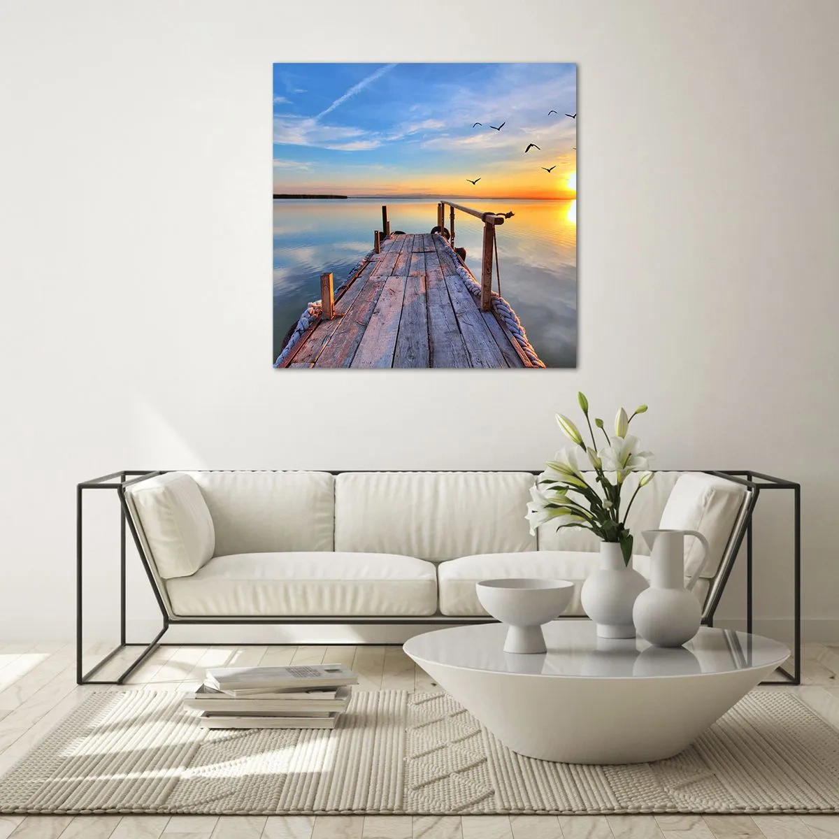 Cuadro sobre vidrio - Impresiones sobre Vidrio - Caminando hacia el sol - 30x30 cm