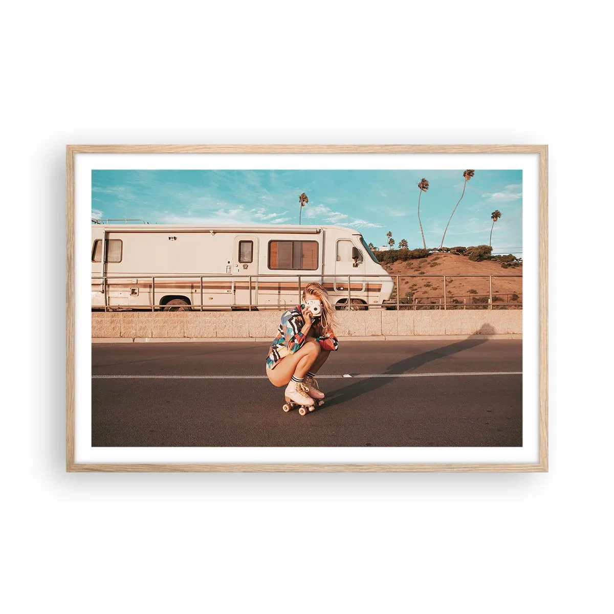 Póster en marco roble claro - ¡Sonrían, por favor! - 91x61 cm