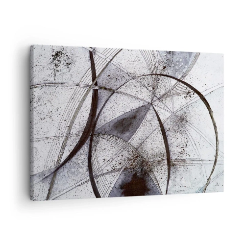 Cuadro sobre lienzo - Impresión de Imagen - Líneas y formas abstractas en tonos de gris y negro. - 70x50cm - Fantasía futurista - Decoración de pared moderna para salón y dormitorio ARTTOR