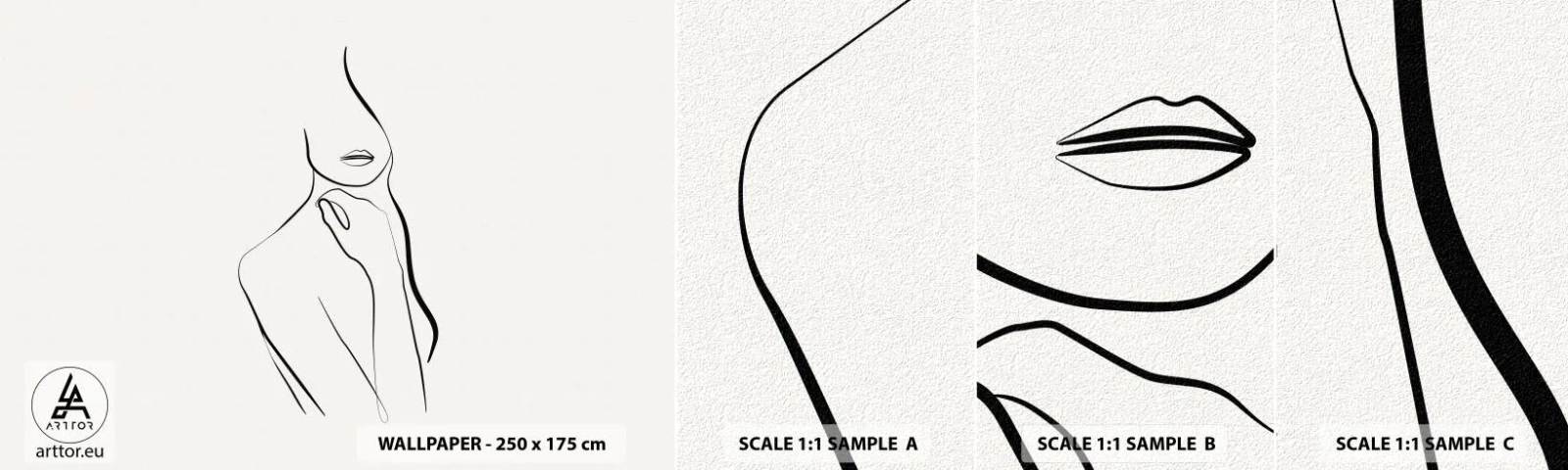 Muestra de fotomural autoadhesivo Deluxe Sticker - Una ola de melancolía - Abstracción, cuerpo de mujer, Gráficos - 100x30 cm