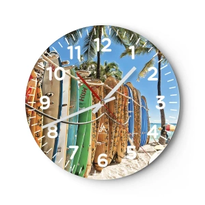 Reloj de pared - Reloj de vidrio - Diversión soleada - 40x40 cm