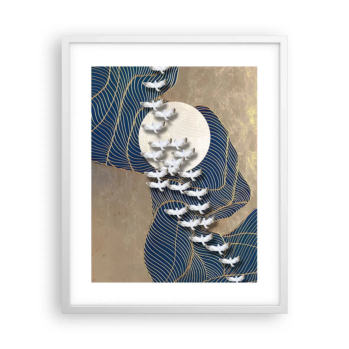 Póster en marco blanco - Libertad en bandada comunidad - 40x50 cm