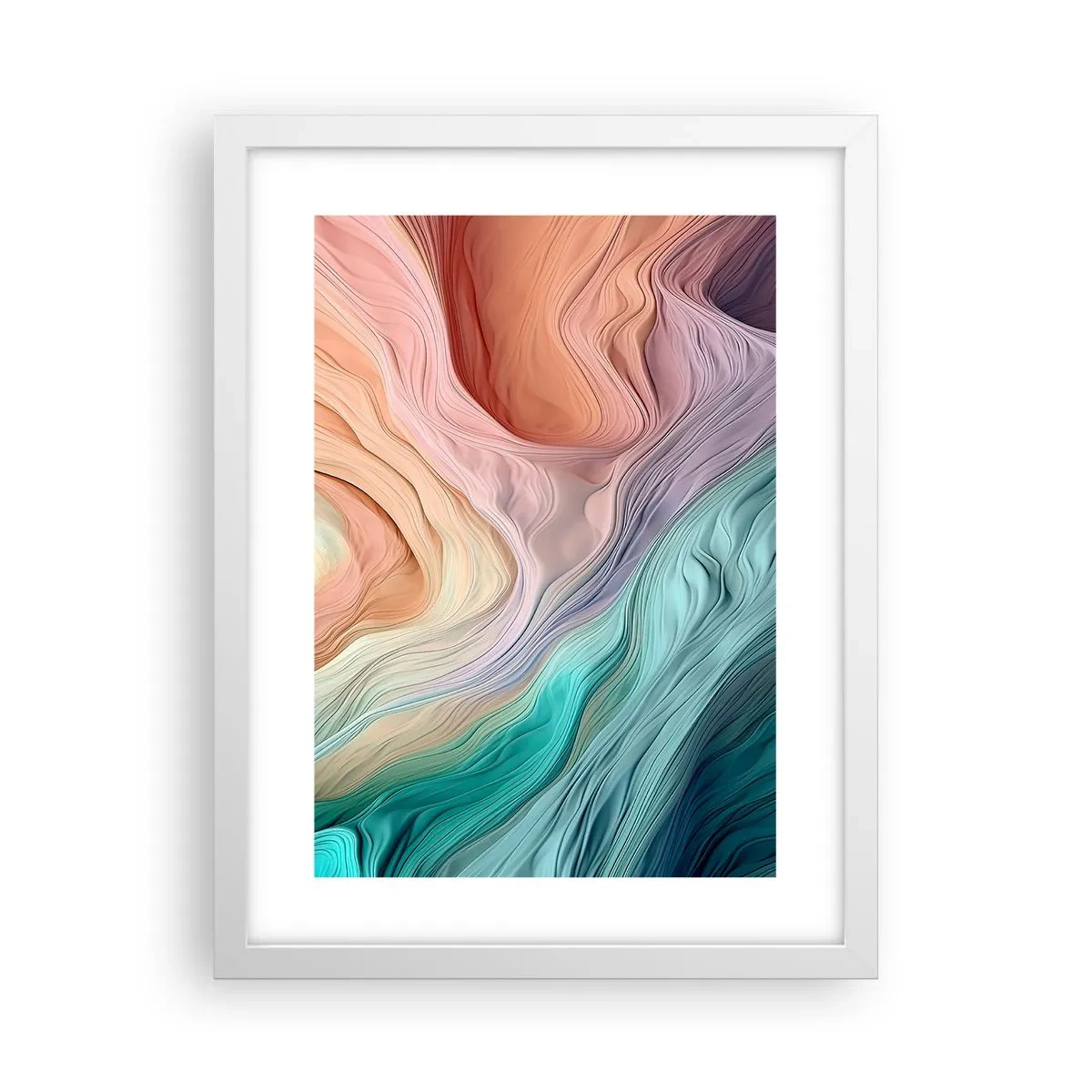 Póster en marco blanco - Ola arco iris - 30x40 cm