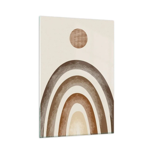 Cuadro sobre vidrio - Impresiones sobre Vidrio - Motivo planetario geométrico en tonos marrones - 80x120cm - En otro mundo - Decoración de pared moderna para salón y dormitorio ARTTOR