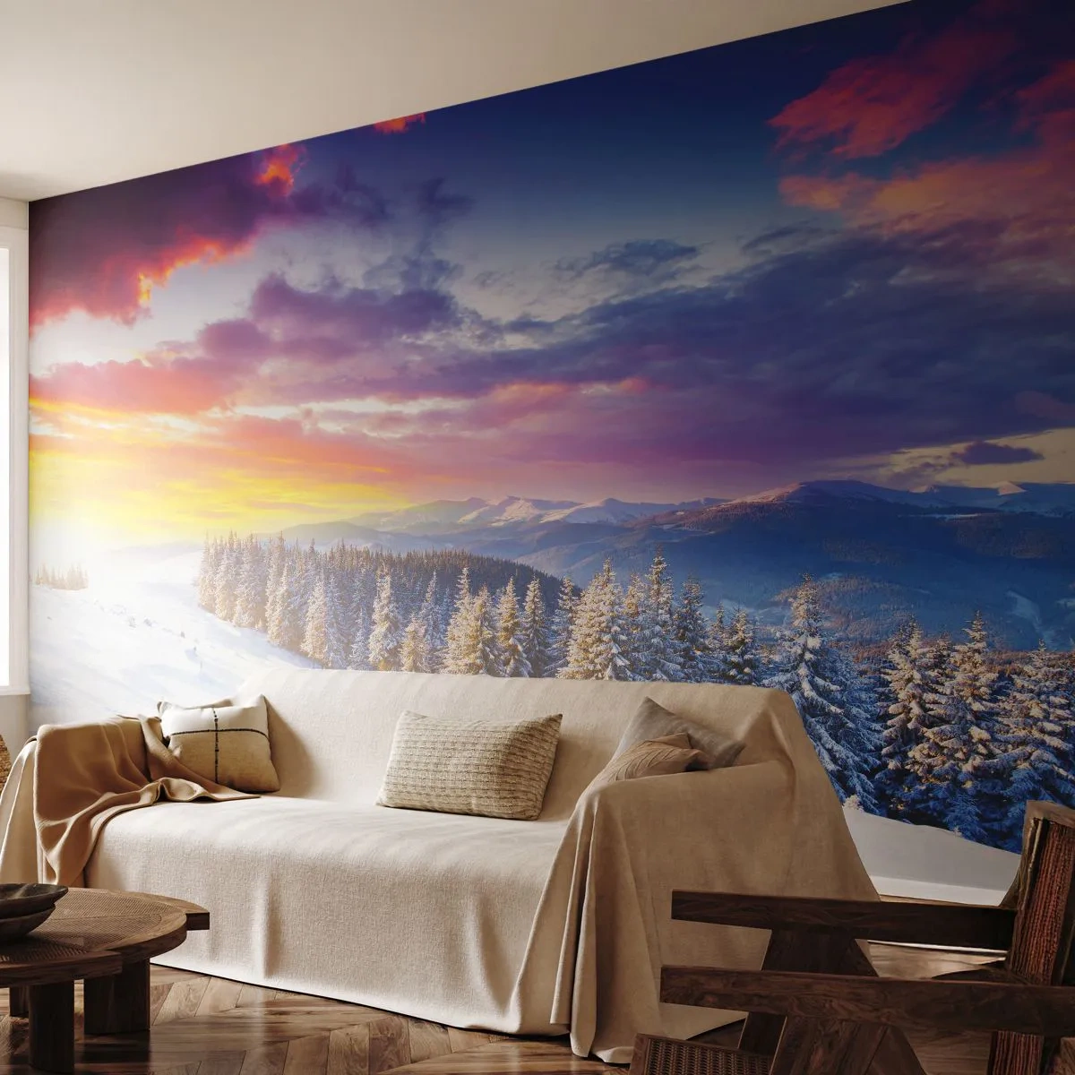 Fotomural Autadhesivo Deluxe Sticker - Día blanco - Paisaje, Montañas, Invierno - 350x256 cm