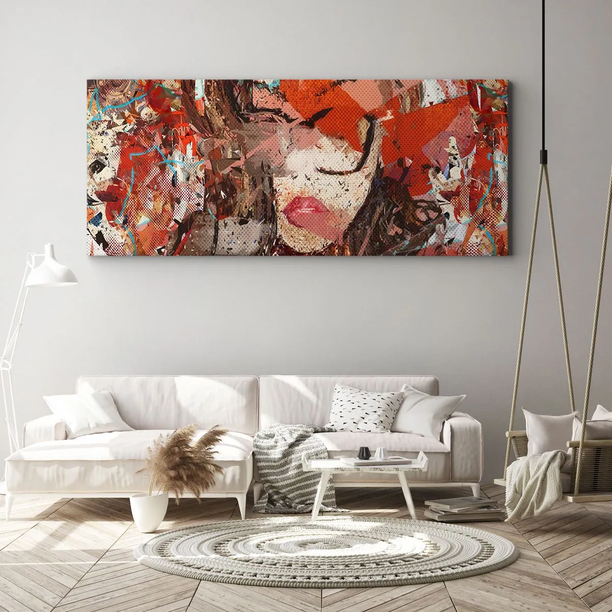 Cuadro sobre lienzo - Impresión de Imagen - Retrato abstracto de una mujer en colores intensos. - 140x50cm - Nadie sabe cómo eres realmente - Decoración de pared moderna para salón y dormitorio ARTTOR