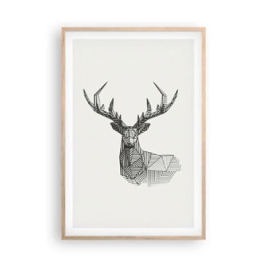 Póster en marco roble claro - Ciervo en estilo cubista - 61x91 cm